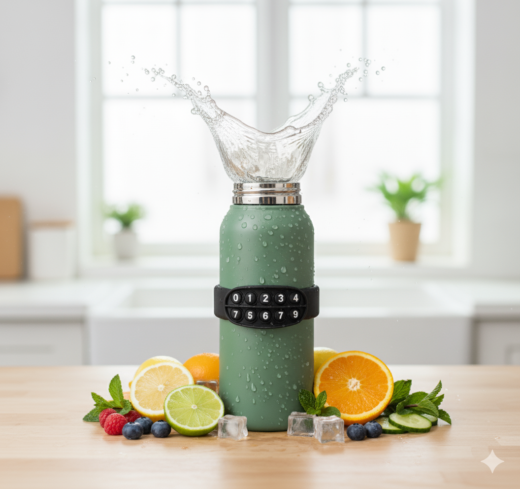 Vibrant, clear blue water in a natural setting, representing pure hydration.